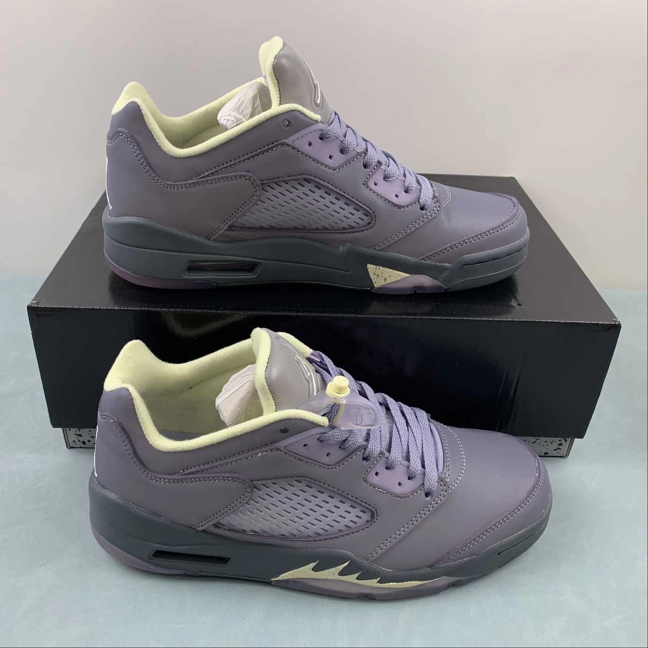 Air Jordan 5 Retro Low Indigo Haze Fire Red Metallic Silver Flint Grey FJ4563-500 High Energy Rebound Pressure Relief