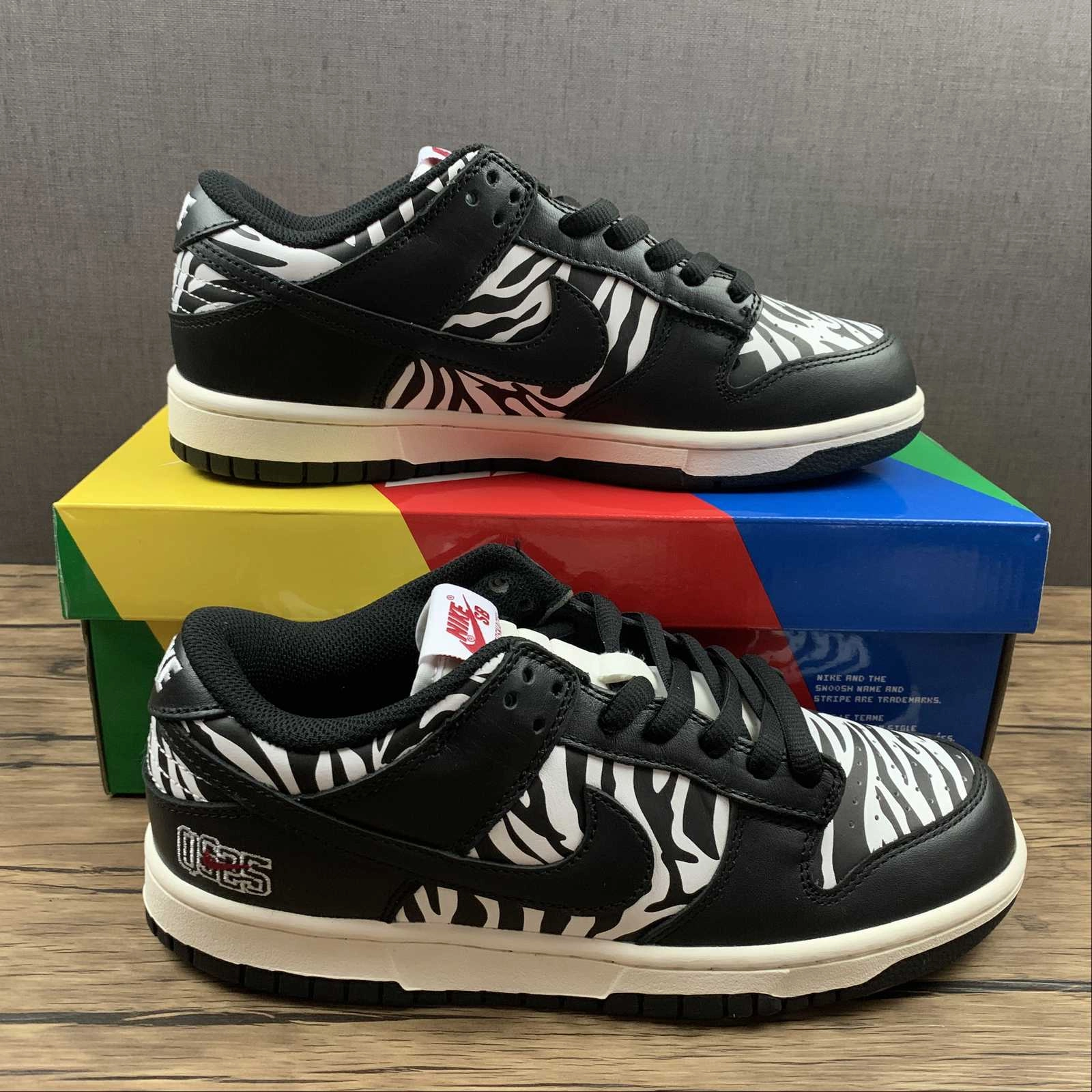 Quartersnacks x SB Dunk Low Zebra Black White DM3510-001 Pressure Zone Mapping Low Top Style