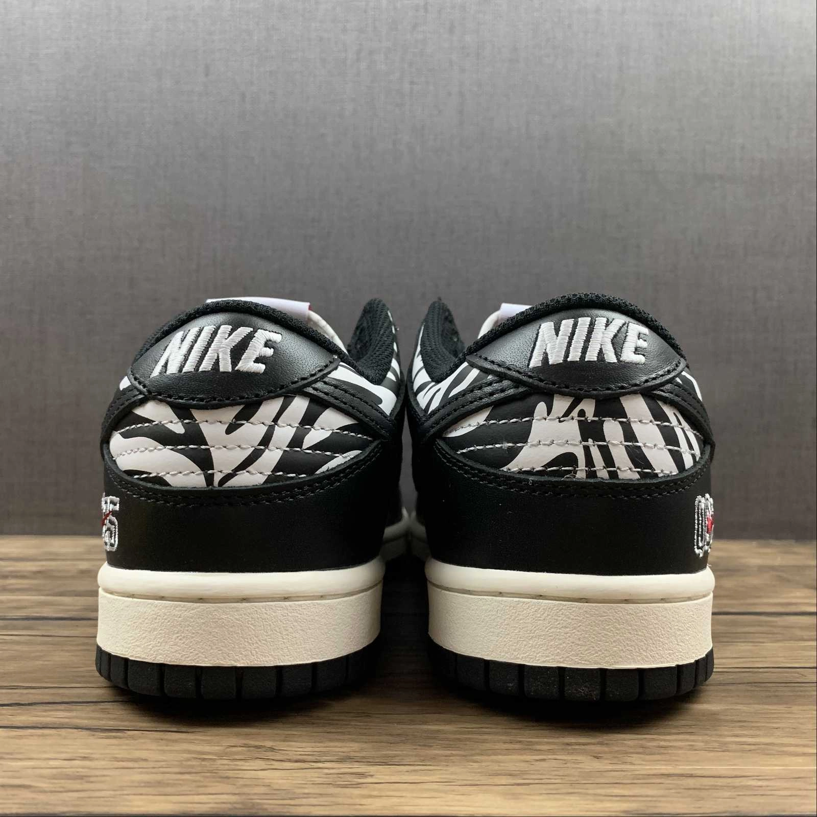 Quartersnacks x SB Dunk Low Zebra Black White DM3510-001 Lace Free Fastenings