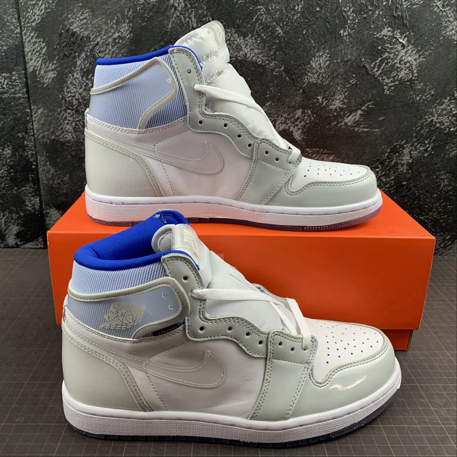 Unisex Friendly Design Bendable Heel Counter Air Jordan 1 High Zoom Racer Blue White CK6637-104