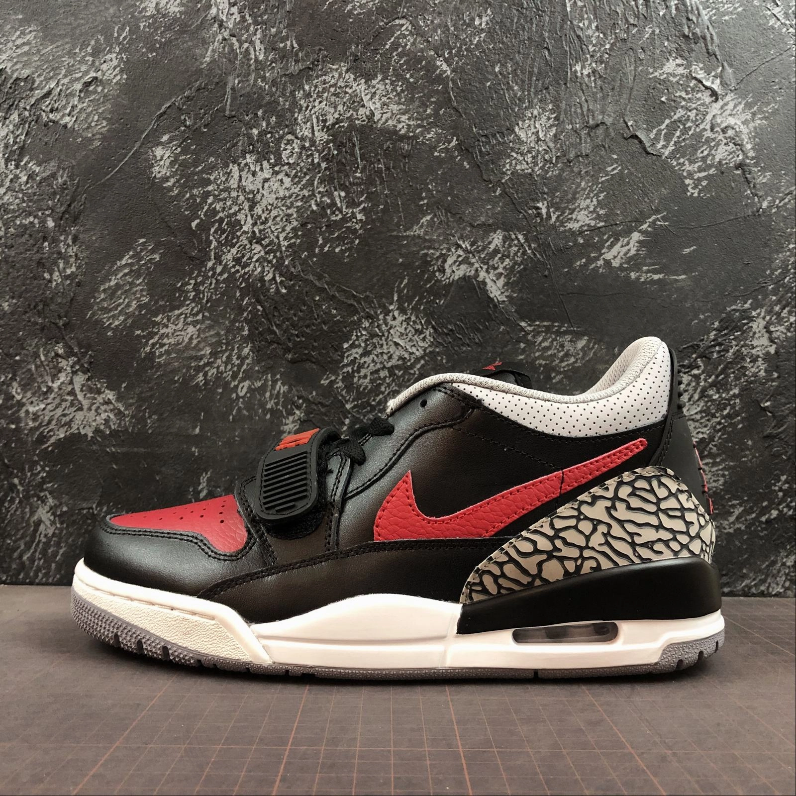 Tensile Reinforced Eyelets Air Vent Air Jordan Legacy 312 Low Bred Cement Black University Red CD7069 006