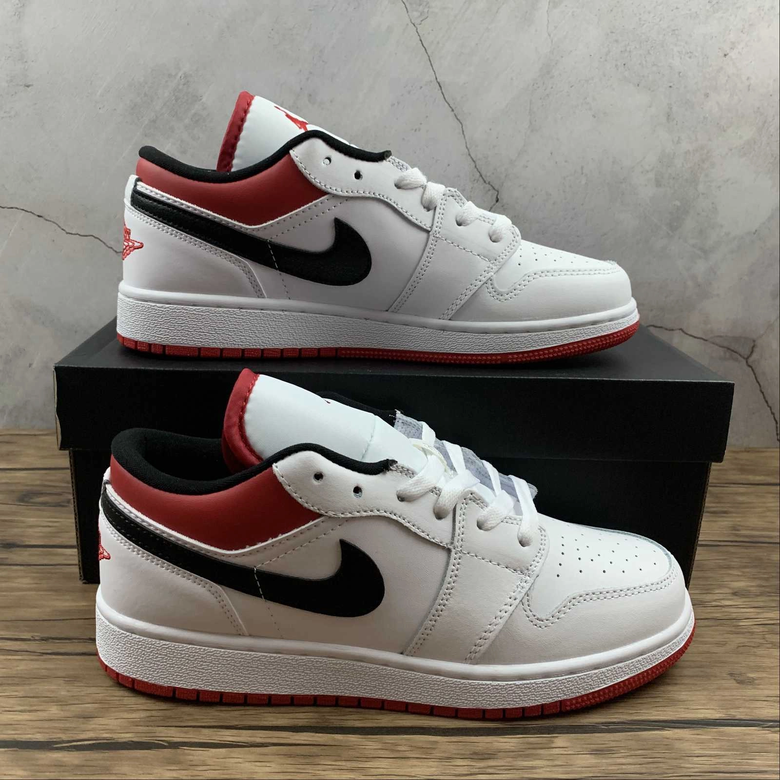 Air Jordan 1 Low (GS) White Gym Red Black 553560-118 Thermal Regulating Liners