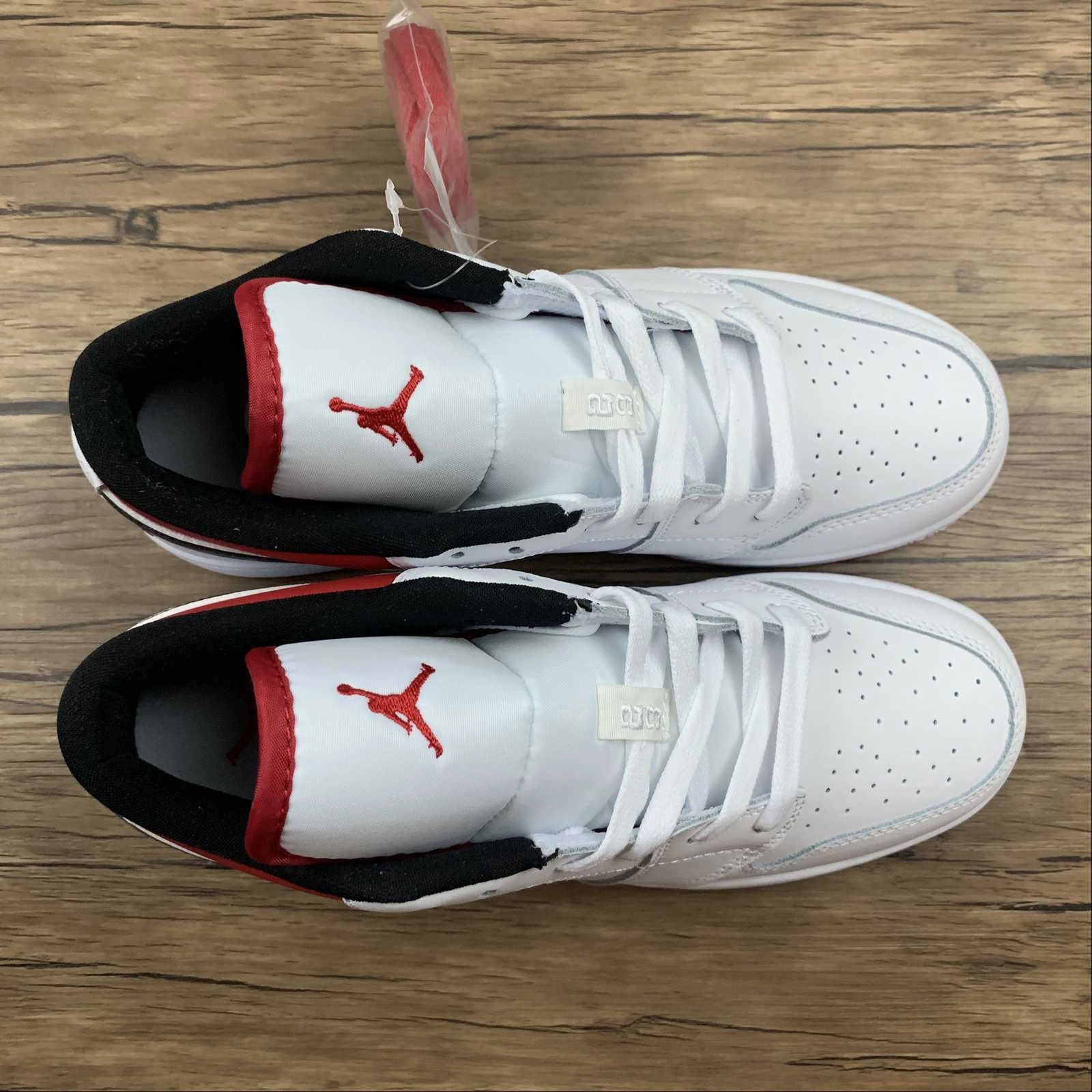 Air Jordan 1 Low (GS) White Gym Red Black 553560-118 Ergonomic Lacing System subtle style