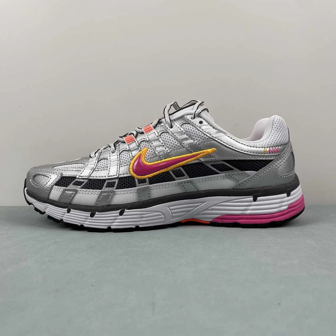 Nike P-6000 White Metallic Platinum Hyper Crimson Laser Fuchsia BV1021-100 Performance Fit