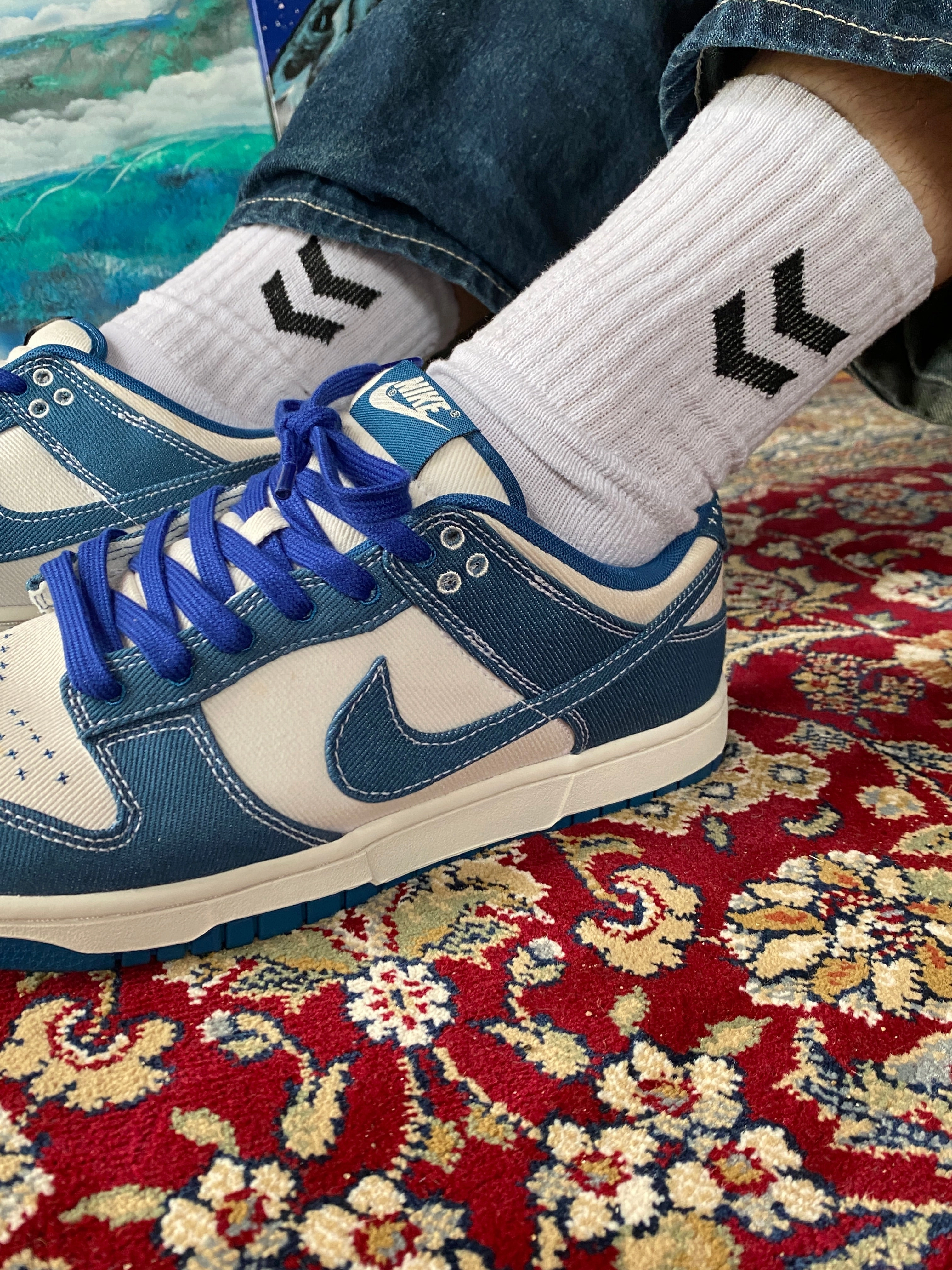 Foot Hugging Nike Dunk Low Industrial Blue Sashiko