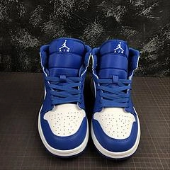 Air Jordan 1 Mid White Hyper Royal-White 554724-114 Impact Dispersal
