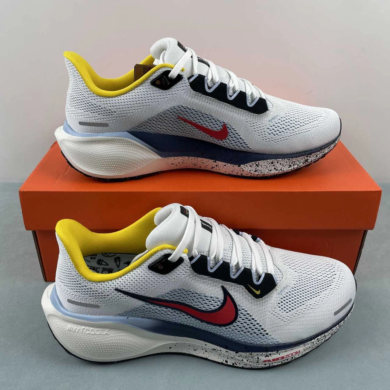 Air Zoom Pegasus 41 White Psychic Blue Speed Yellow Speed Red HJ9068-100 Adapt Fit