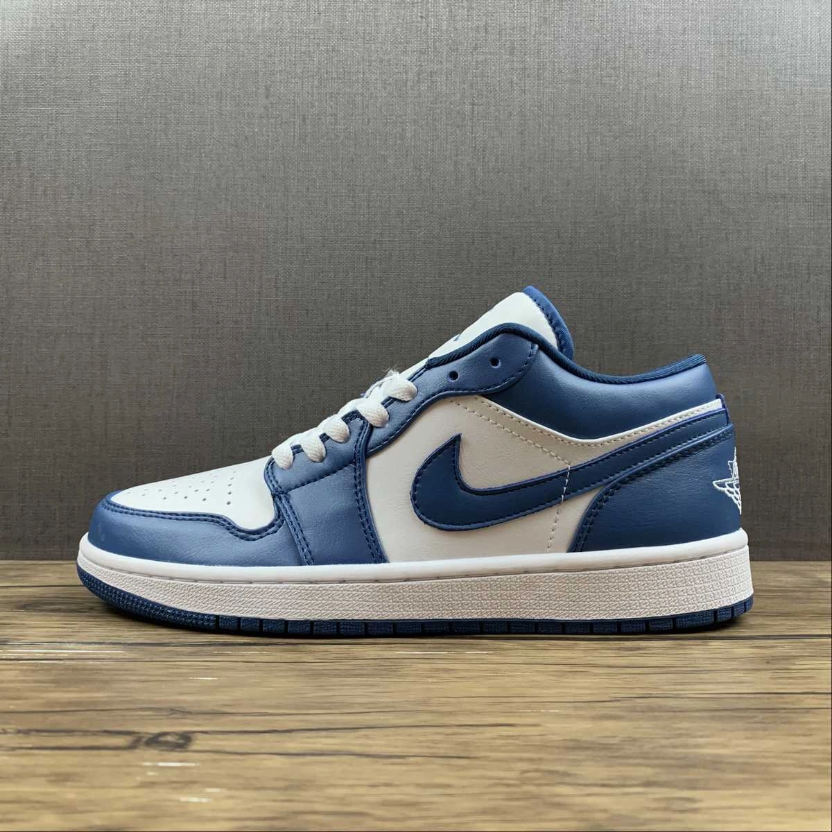 Glam fit Canvas Air Jordan 1 Low White Dk. Marina Blue-White DC0774-114