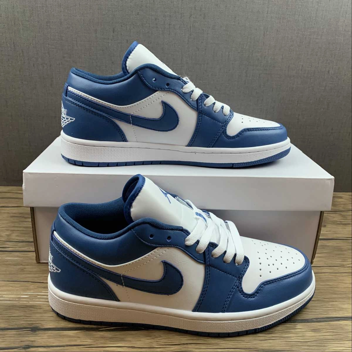 Air Jordan 1 Low White Dk. Marina Blue-White DC0774-114 Grip Technology Run Mode