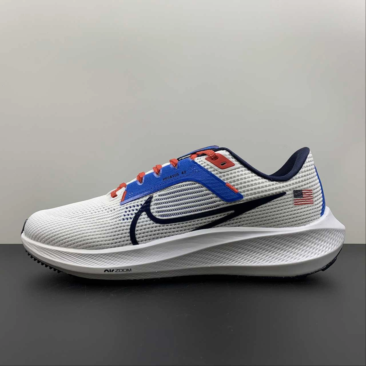 Air Zoom Pegasus 40 White Navy University Red Black FN0013-100 Active Fashion