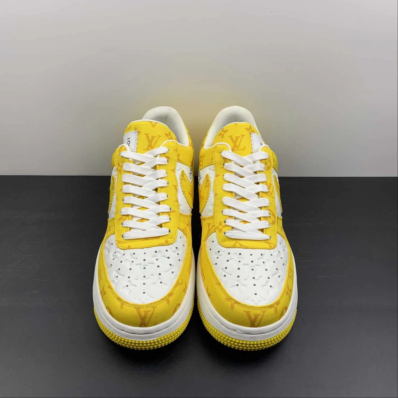 Comfort Upper Material Louis Vuitton Trainer Snaker x Air Force 1 Yellow White LK0230