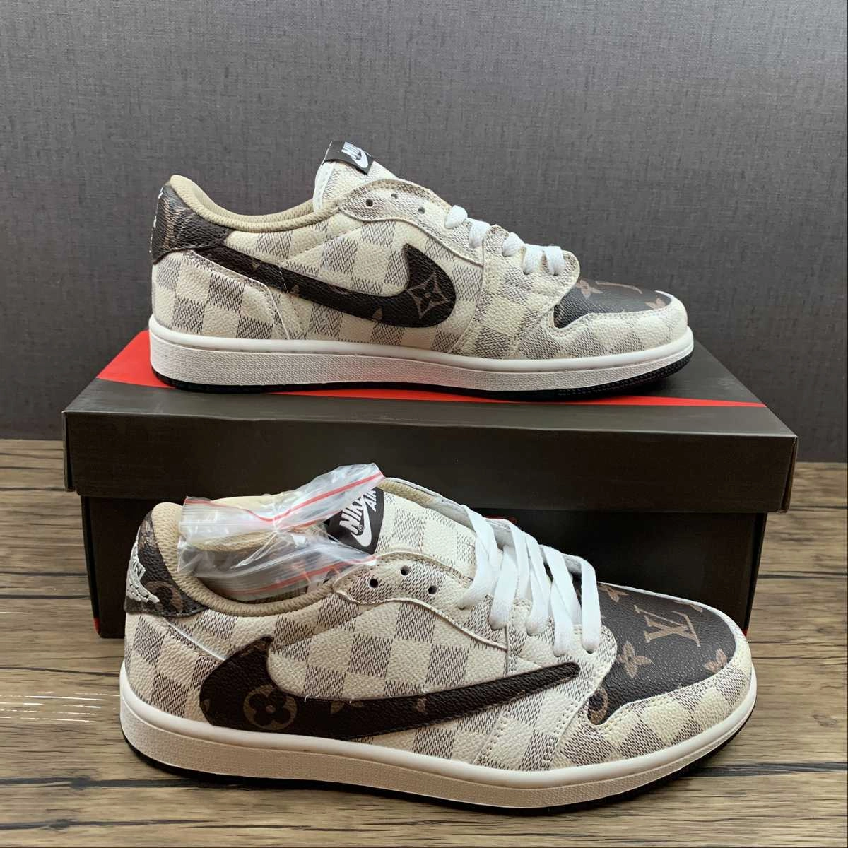 Air Jordan 1 Retro Low OG SP ??Travis Scott and Louis Vuitton?? DM7866-616 Impact Diffusion Plate Adaptive Lace Tension