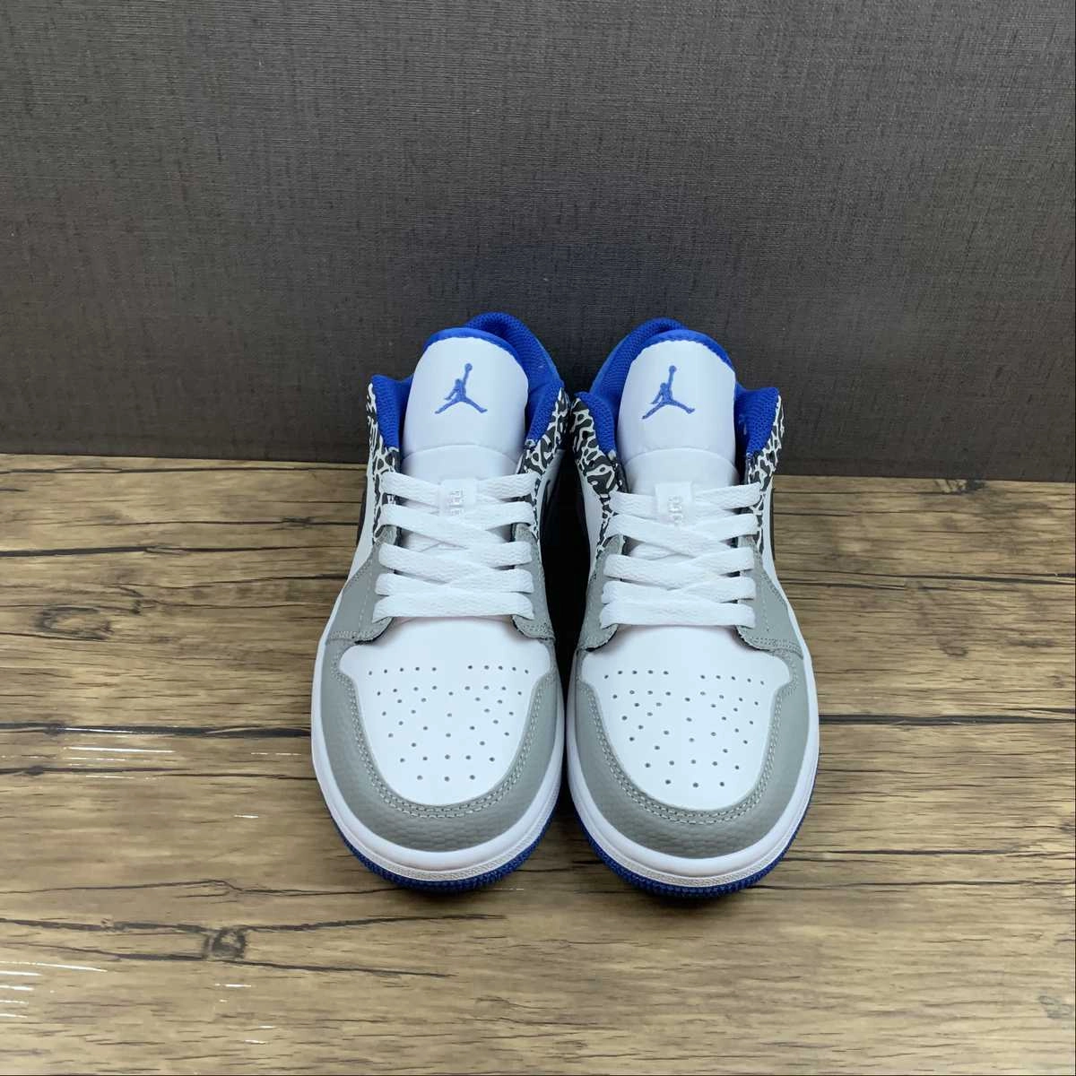 Air Jordan 1 Low White Grey-True Blue Black DM1199-140 Sporty Casual