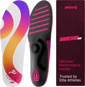 MOVE Game Day Pro- Ultimate Performance Sports Insoles for Basketball, Volleyball, Football, Tennis, Athletics, Baseball, Running, and Active Lifestyle. Extra Shock Absorption (M 15-15.5/WM 16.5-17)