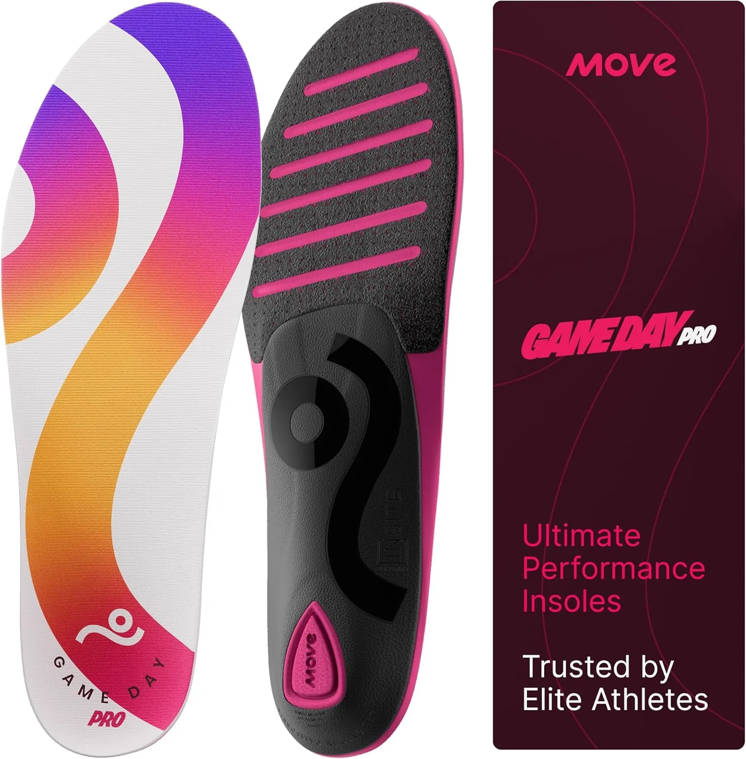 MOVE Game Day Pro- Ultimate Performance Sports Insoles for Basketball, Volleyball, Football, Tennis, Athletics, Baseball, Running, and Active Lifestyle. Extra Shock Absorption (M 15-15.5/WM 16.5-17)