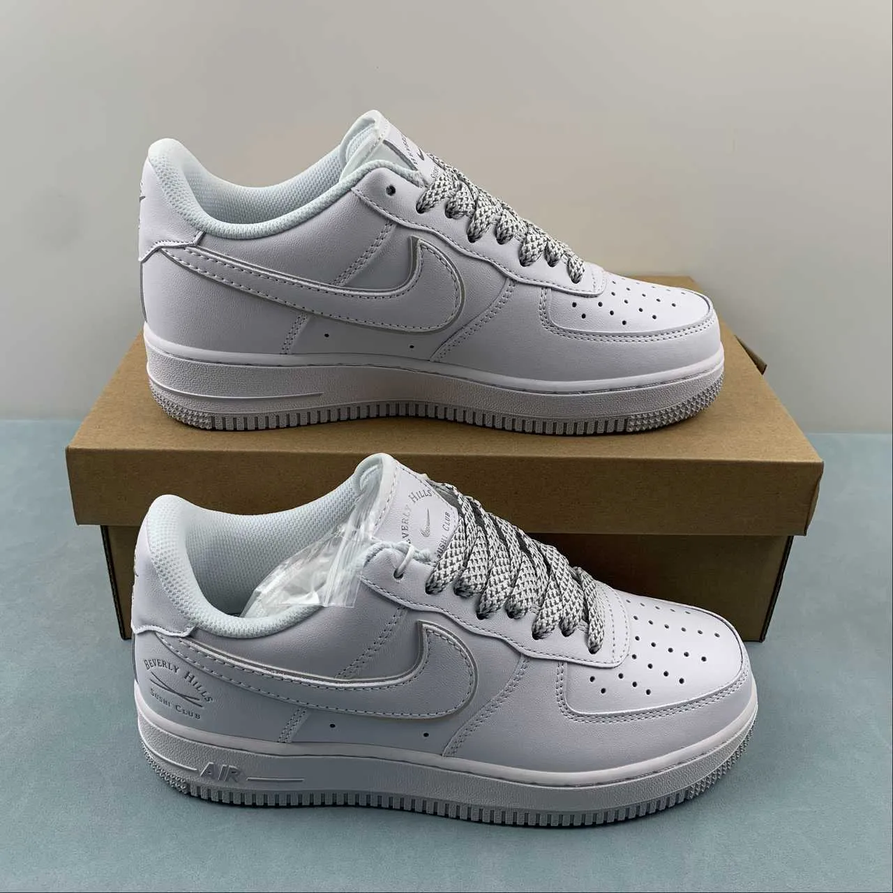 Lightweight Upper Fashionable Fit Air Force 1 07 Low Beverly Hills Sushi Club White Silver Gray NS0517-00
