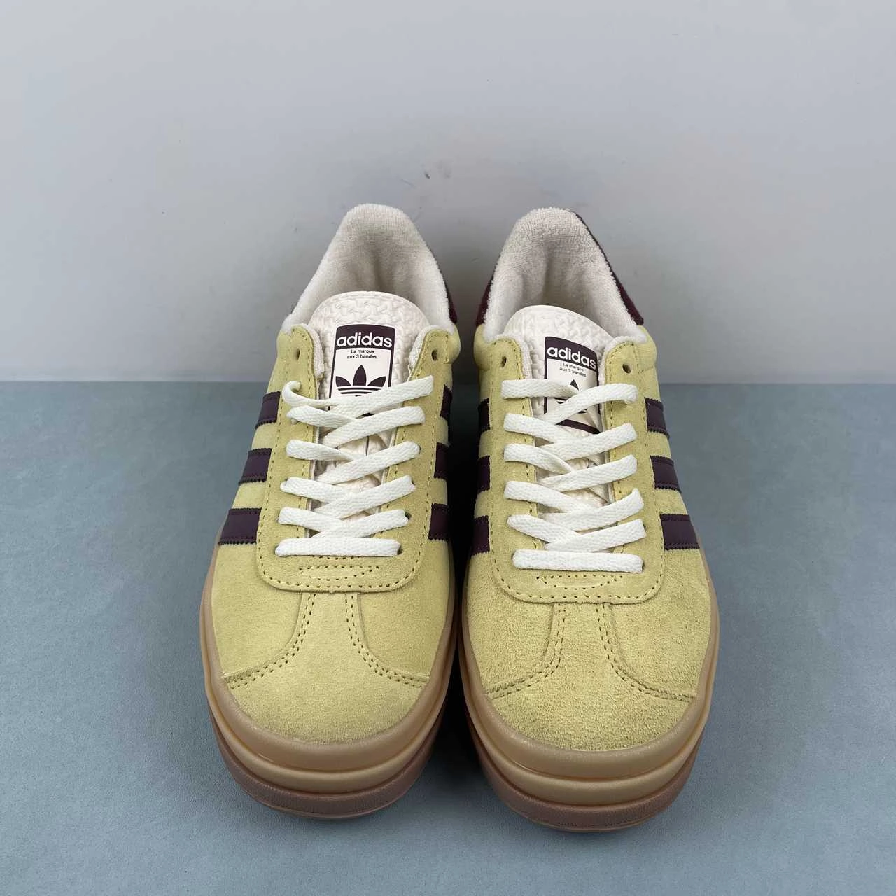 Adidas Gazelle Bold Almost Yellow Maroon Wonder White IF5937 Sturdy Build