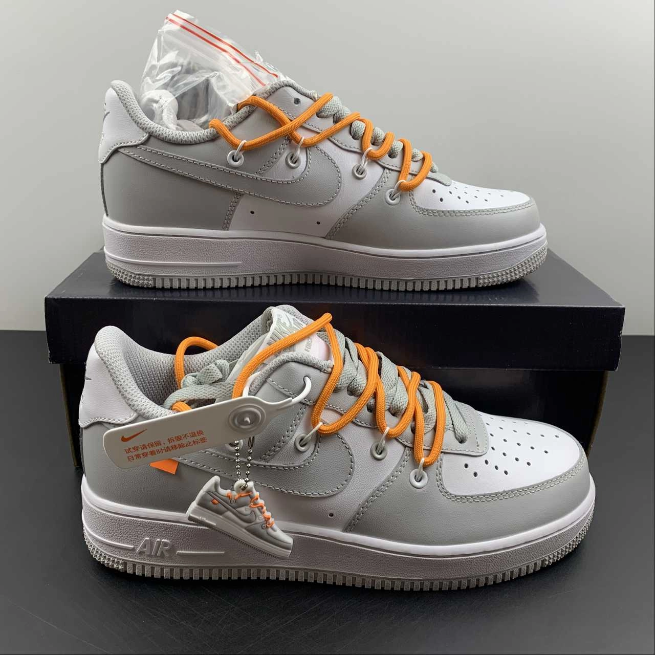 Match Go Air Force 1 07 Low White Grey Stay Custom CV1724-107