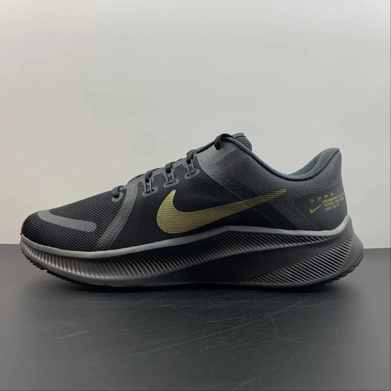 Nike Quest 4 Black Metallic Gold DA1105-010 Fit Stretch Ankle Secure