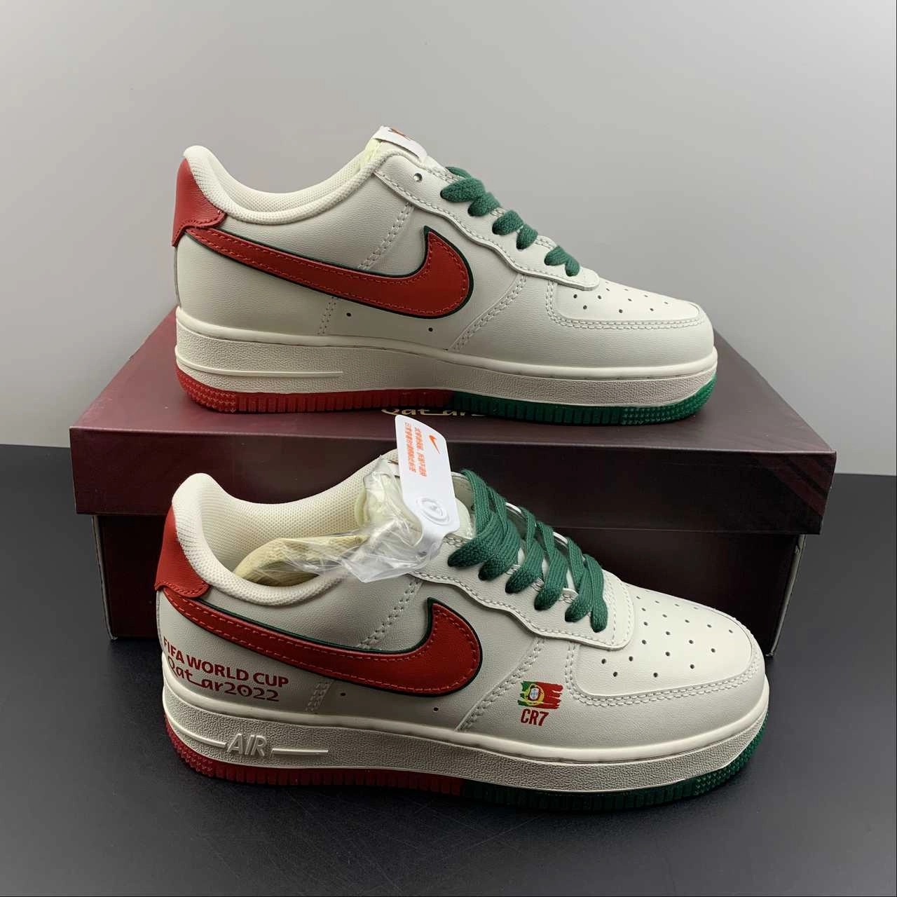Air Force 1 07 Low FIFA WORLD CUP Red Green White Customised DR9868-900 Sunrise Hike Strap