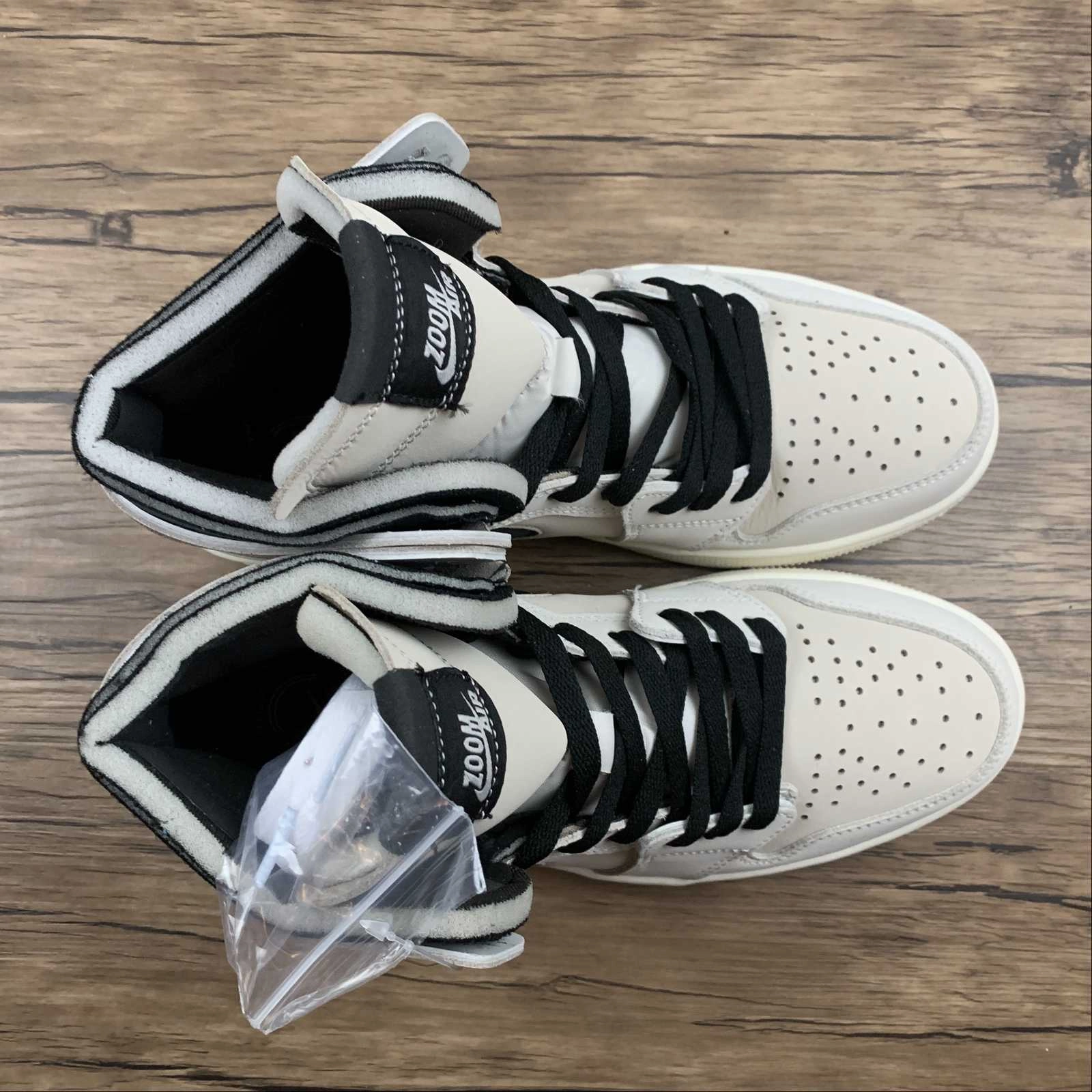 Air Jordan 1 High Zoom Comfort Summit White Black Light Orewood Brown CT0979-100 Abrasion Resistant Guard Air Ventilation
