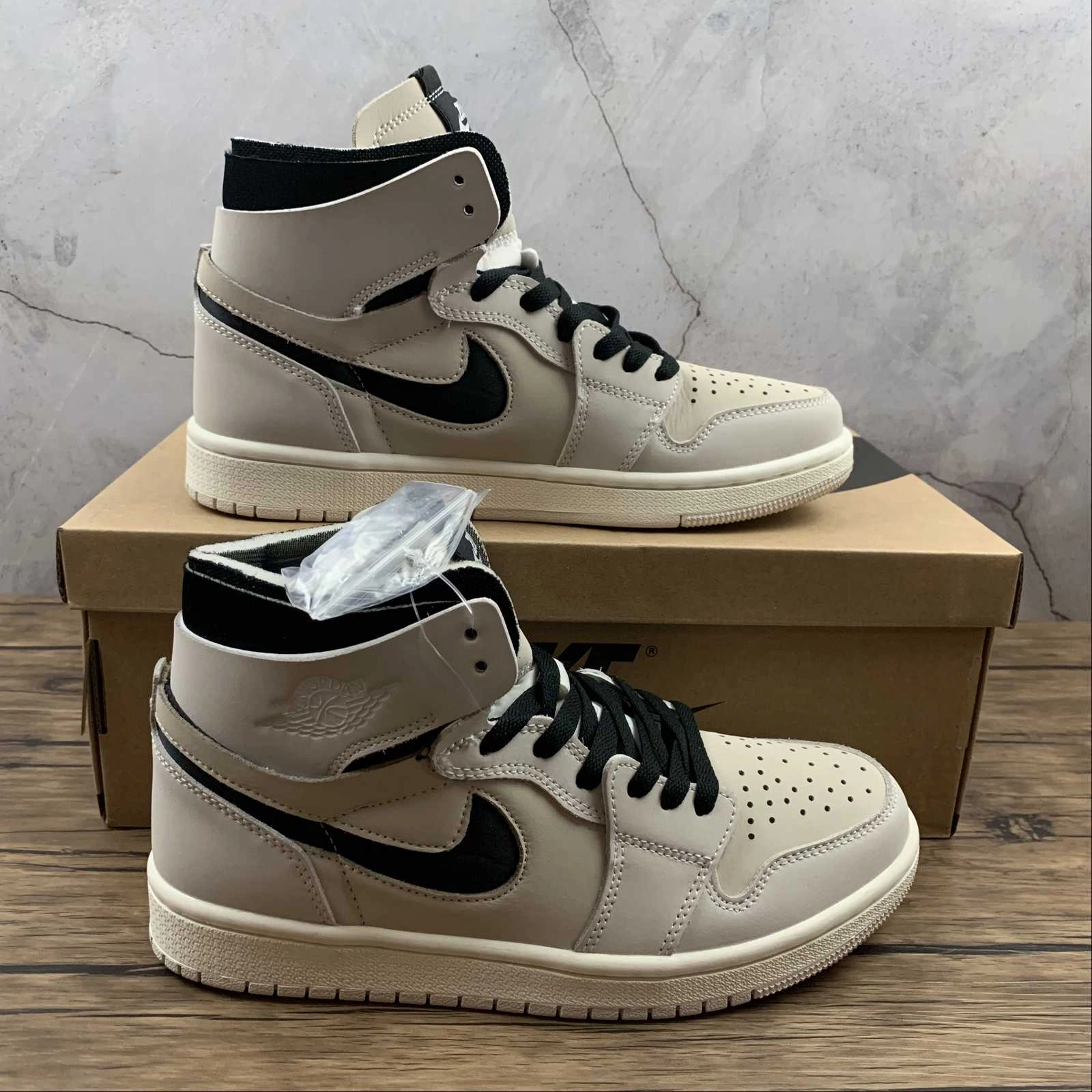 Air Jordan 1 High Zoom Comfort Summit White Black Light Orewood Brown CT0979-100 Sport Performance