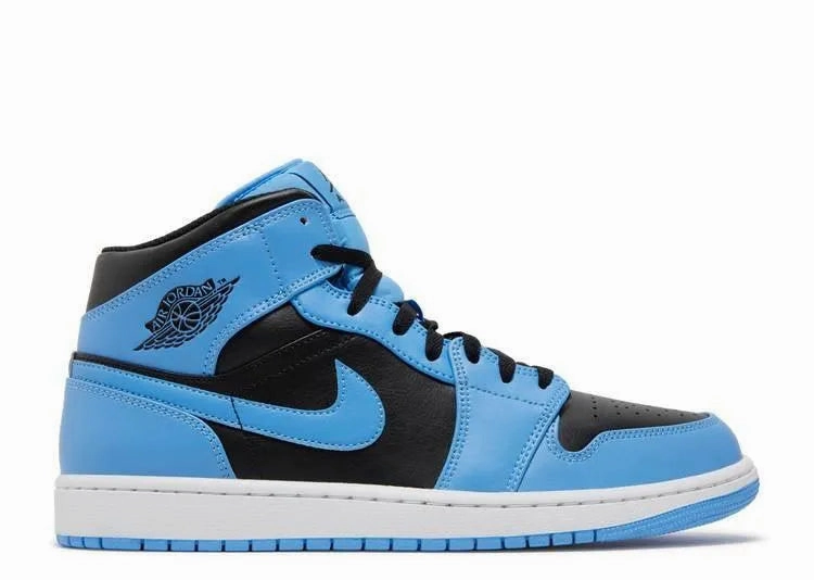Air Jordan 1 Mid University Blue Black mesh material