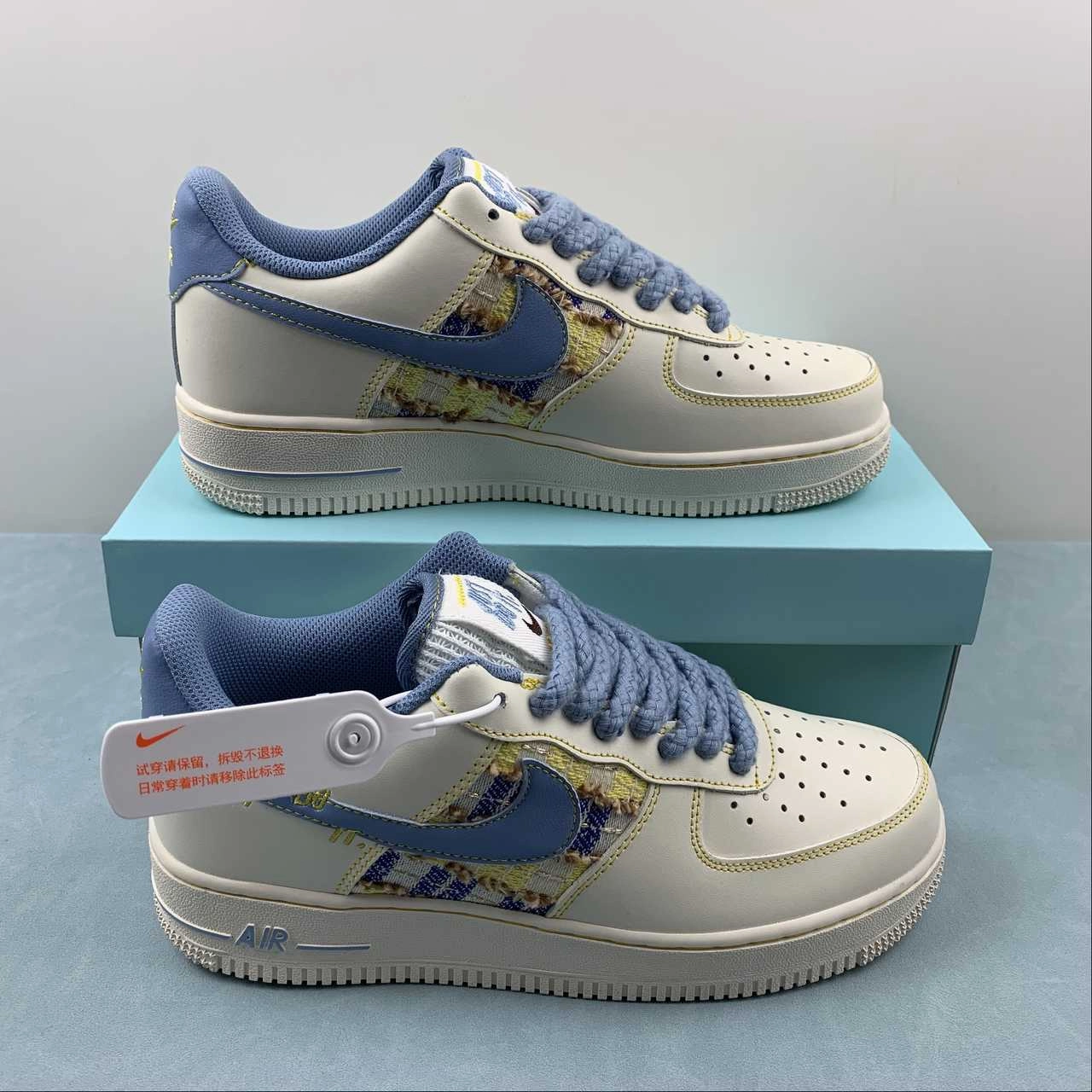 Air Force 1 07 Low Just Do It White Yellow Blue FJ7740-018 Comfy Walking Stream Step
