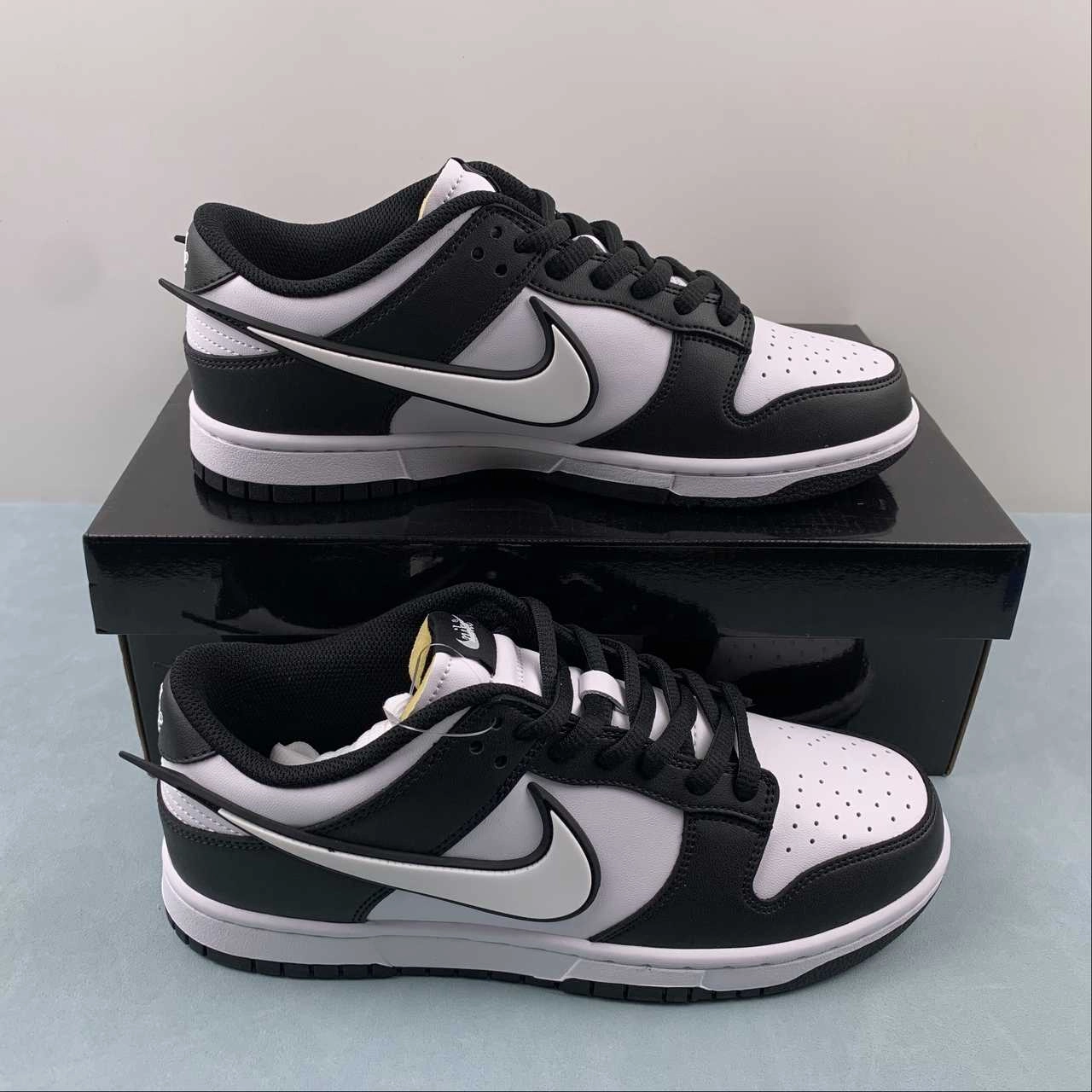 Durable Power Synthetic Leather Panels SB Dunk Low Black White JD1828-310