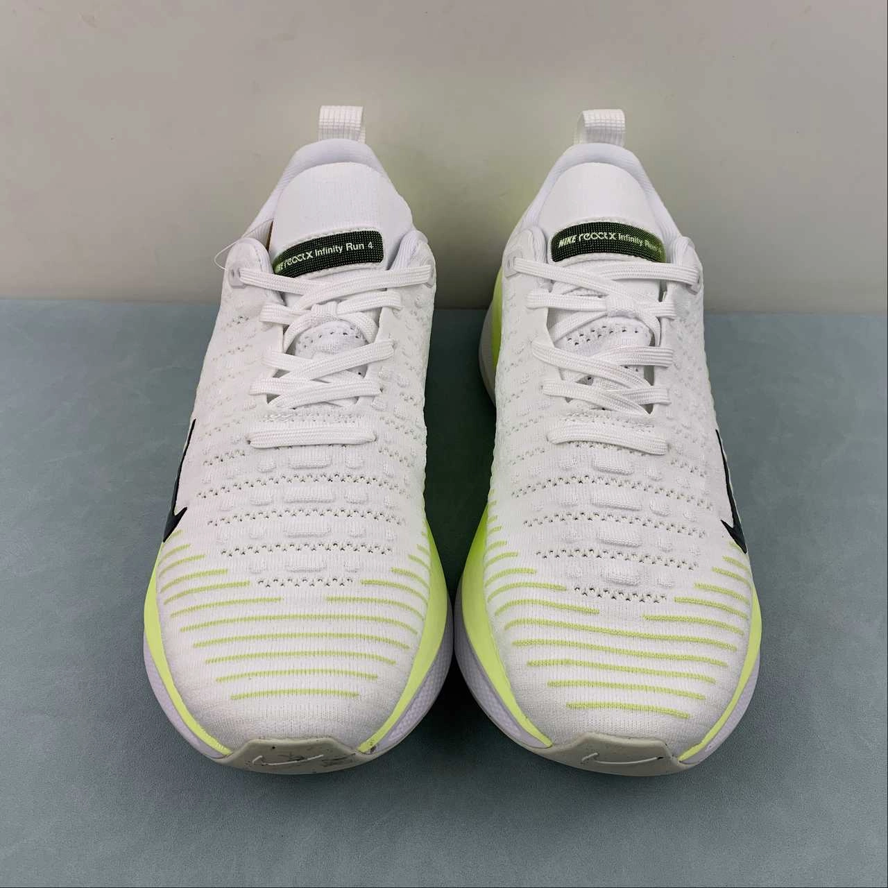 Nike ReactX Infinity Run 4 White Light Lemon Twist Volt Black DR2665-100 Efficient Motion