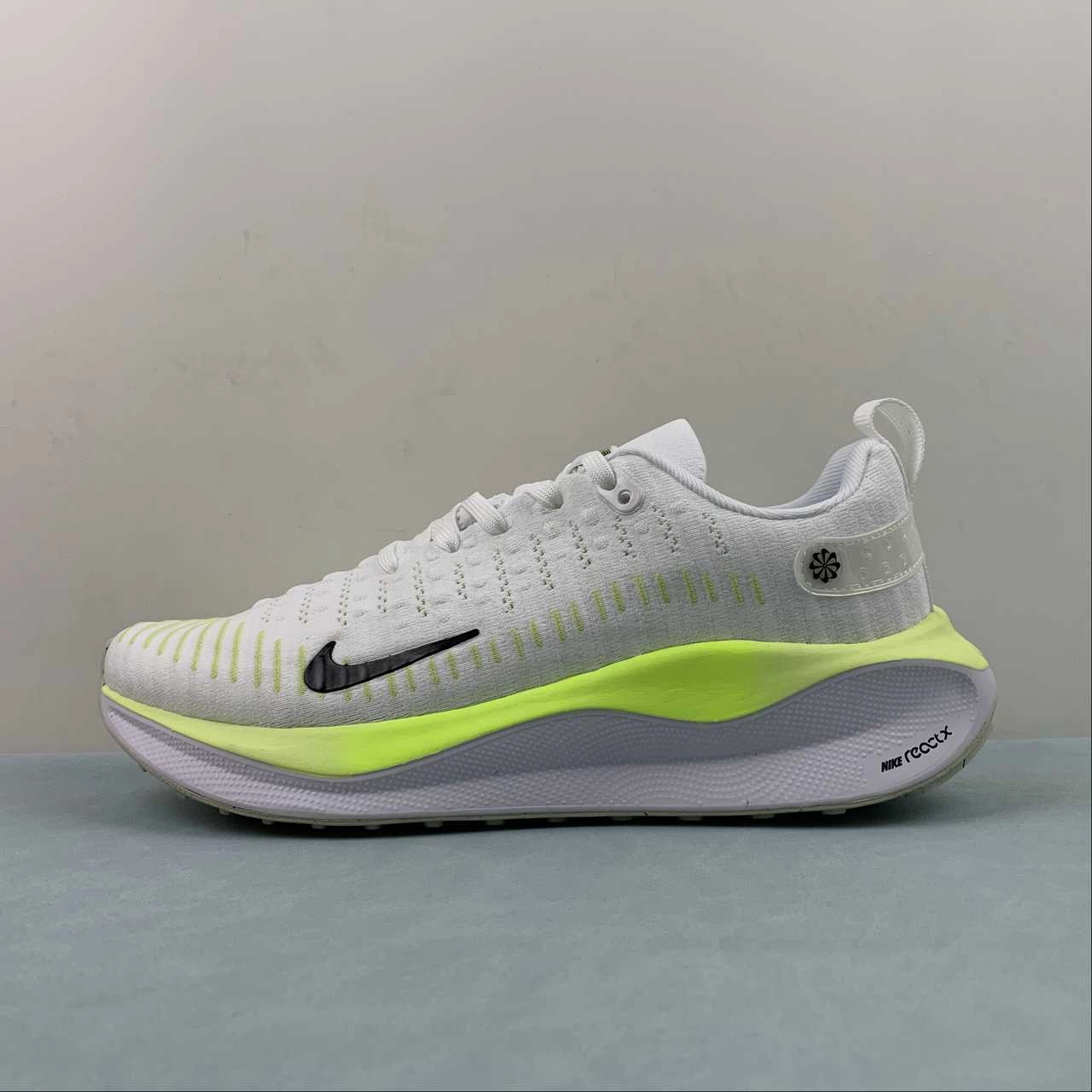 running shoes for casual female joggers interval training Nike ReactX Infinity Run 4 White Light Lemon Twist Volt Black DR2665-100