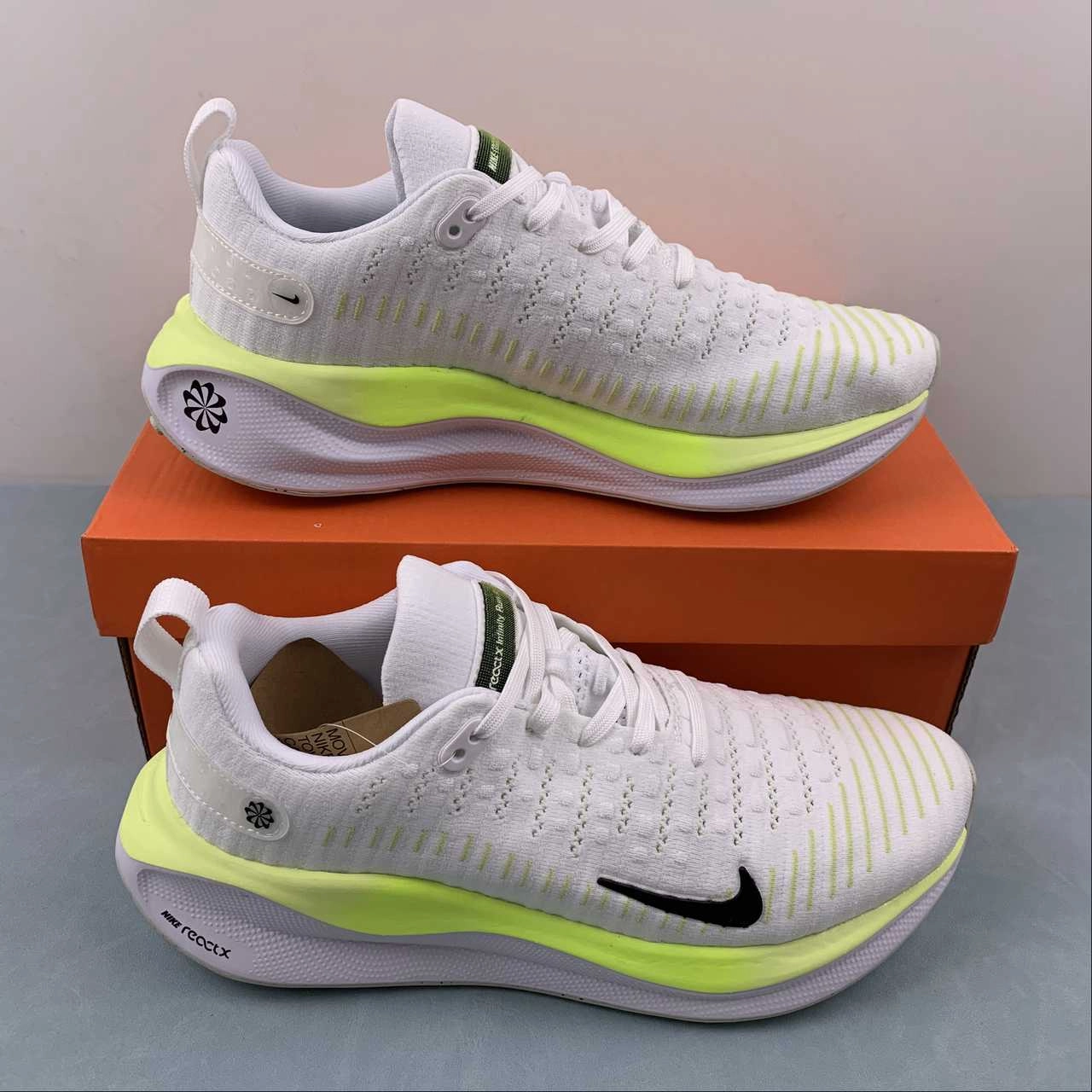 Nike ReactX Infinity Run 4 White Light Lemon Twist Volt Black DR2665-100 running in a bluff area shoes Smooth Fit