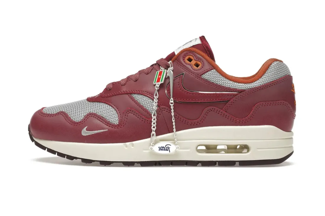 casual shoe alternative support - enhanced shoes Nike Air Max 1 Patta Waves Rush Maroon (with Bracelet)