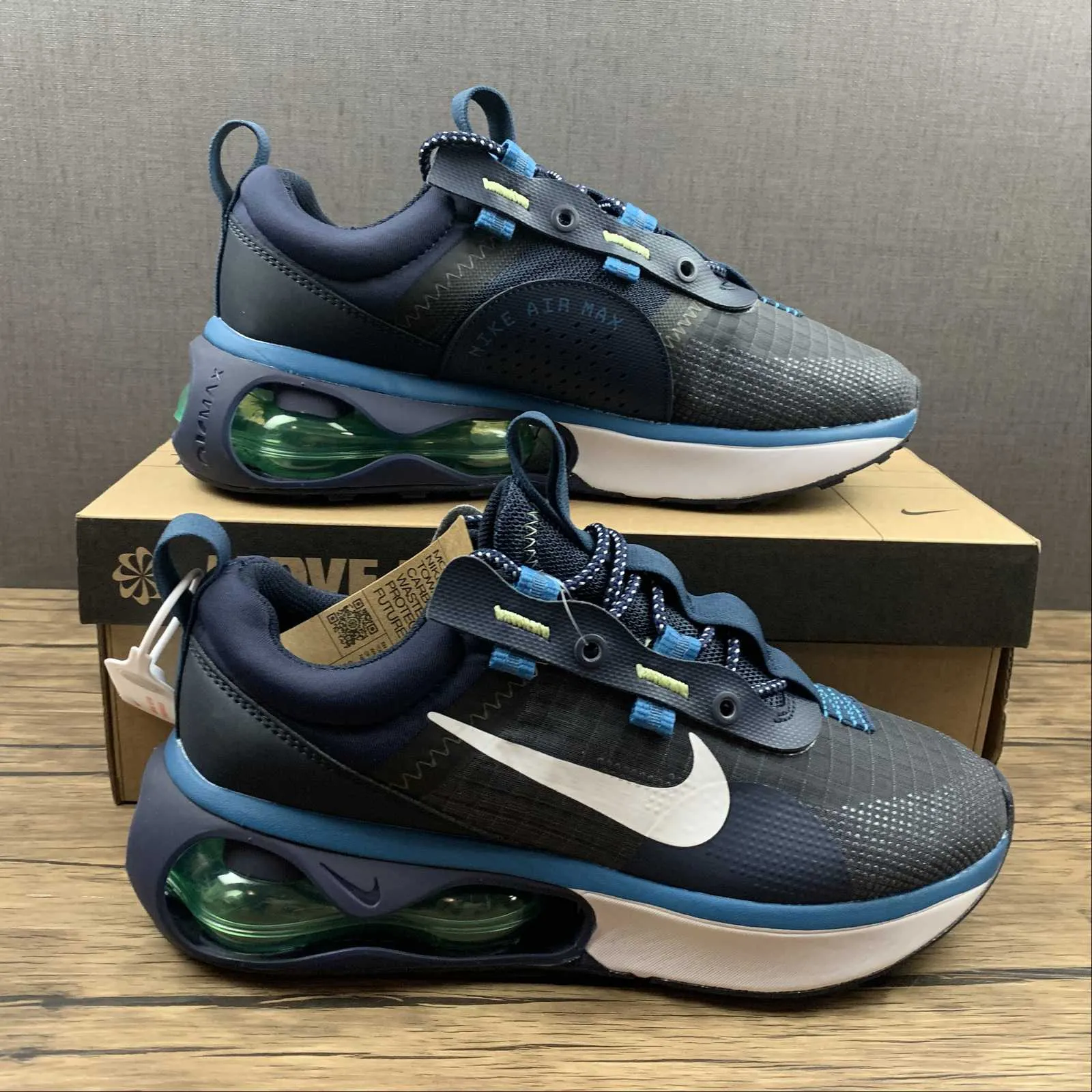 Air Max 2021 Obsidian Lime Glow Brigade Blue White DH4245-400 Track meet