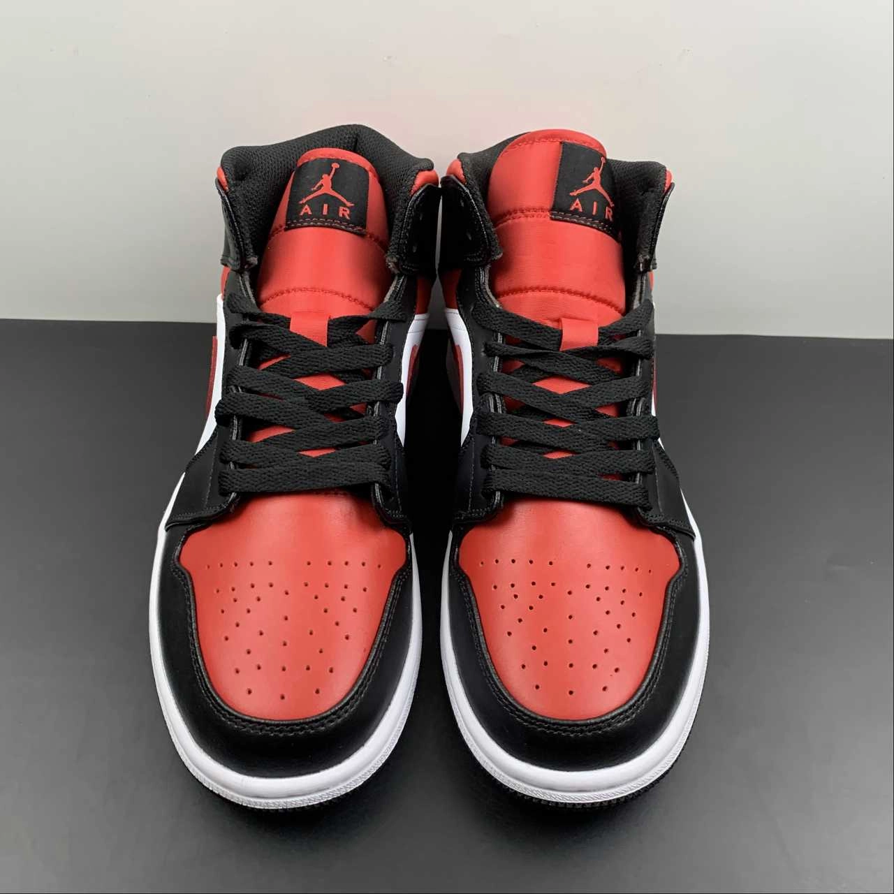 Air Jordan 1 Mid White Black Red 554724-079 Compact Build Light support