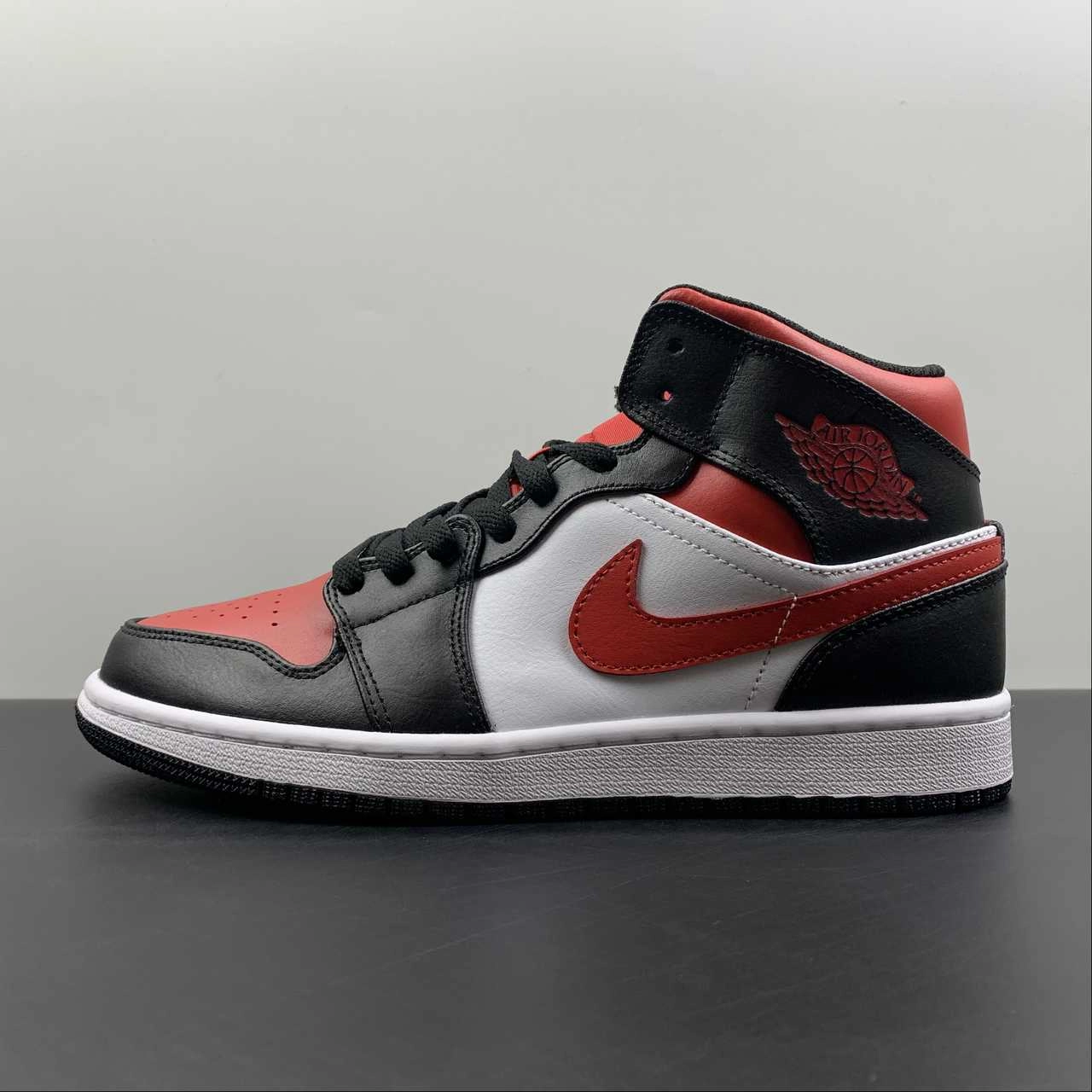 Air Jordan 1 Mid White Black Red 554724-079 Timeless Performance