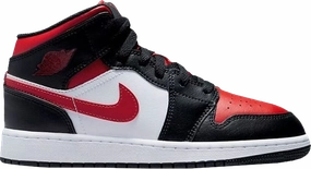 Vegan Leather Day To Night Nike Jordan 1 Mid Black Fire Red GS