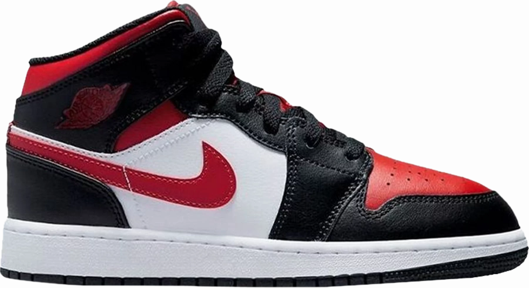 Nike Jordan 1 Mid Black Fire Red GS Sustainable Stitching