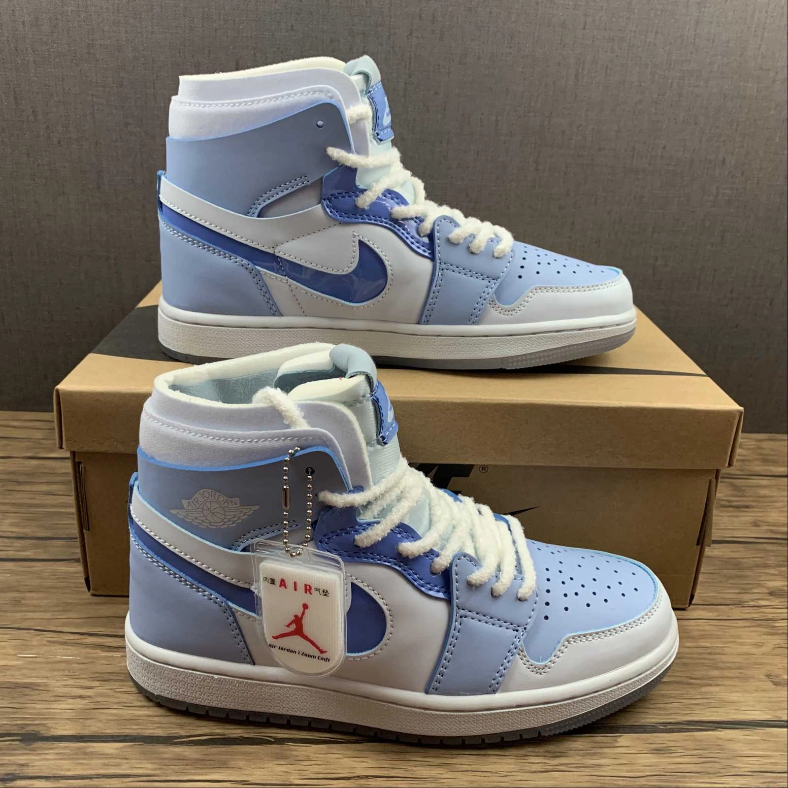 Air Jordan 1 High Zoom Comfort White Haze Blue CT5442-040 Seamless Upper Engineering