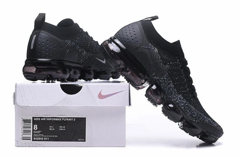 Air VaporMax Flyknit 2.0 Black Grey 942842-011 Padded Collar Structure Layered Chic