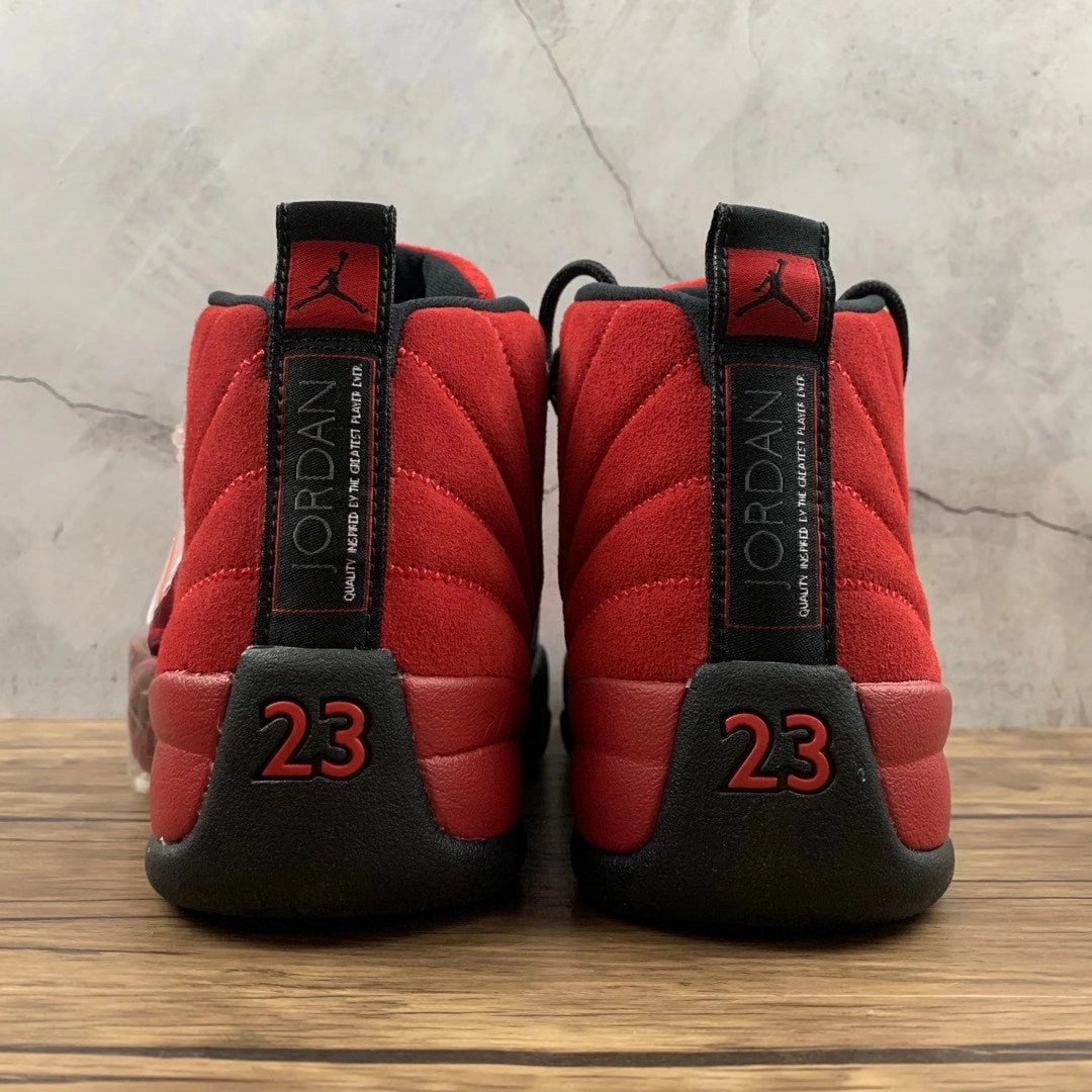Play Driven Frame Indoor Outdoor Air Jordan 12 Retro Reverse Flu Game Varsity Red Black CT8013-602