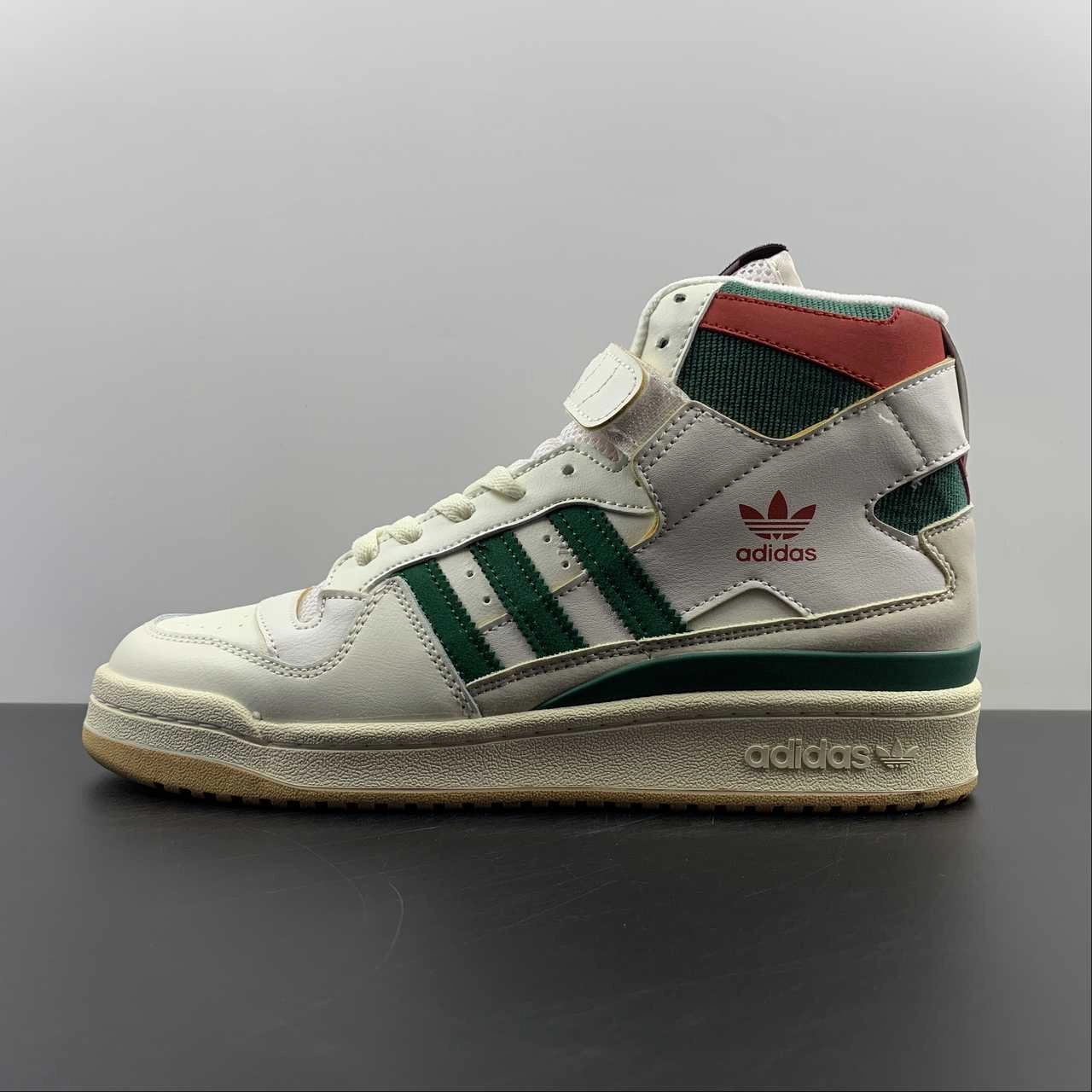 Ventilation Perforations Auxetic Material Construction Adidas Forum 84 High ??Bucks?? Green Red White