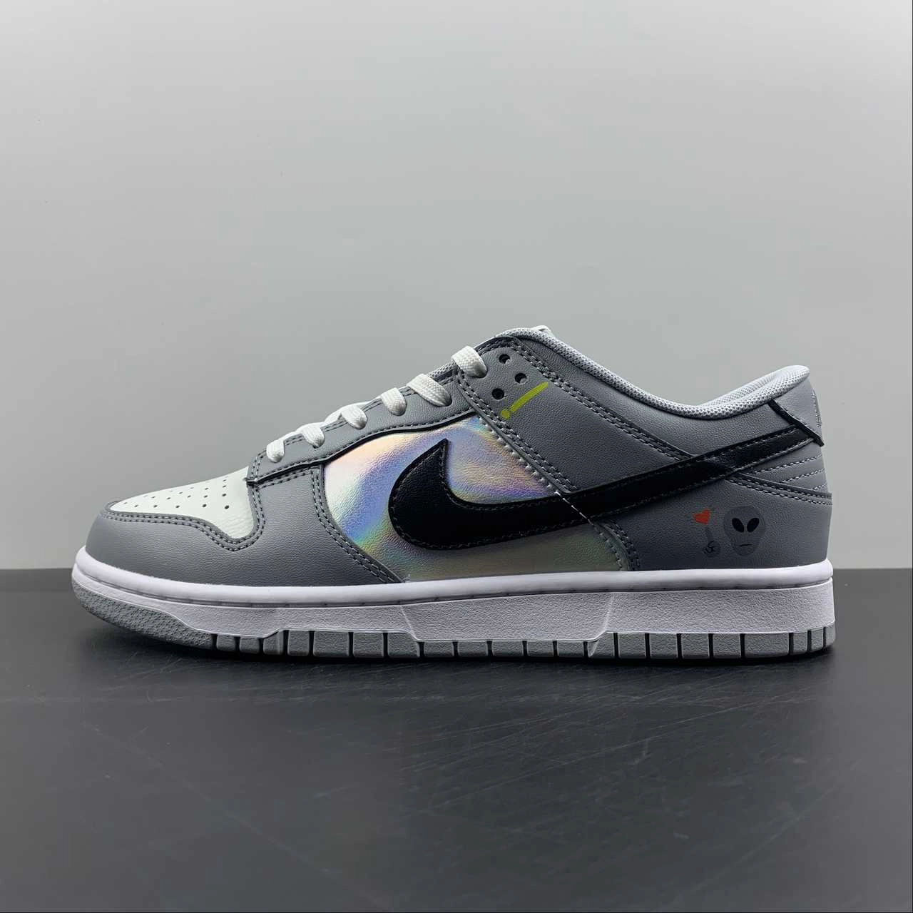 SB Dunk Low Alien Dark Grey White Black CV0811-020 Smooth Upper Shock Diffusing Heel
