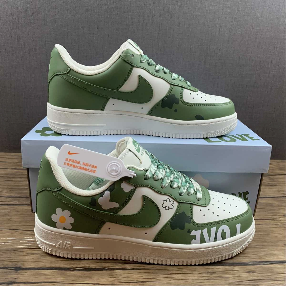 Meal Go Flower Jog Air Force 1 07 Low Olive Green White Yellow CW2288-662