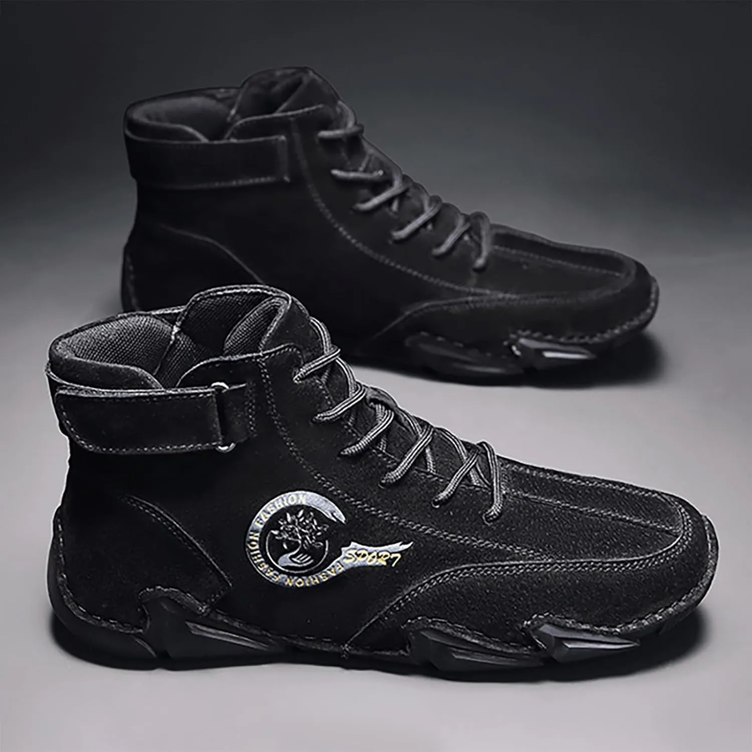 New Winter Men's Padded Leather Korean High Top Hook Loop Short Boots Sport Shoes Chaos Sneaker Men