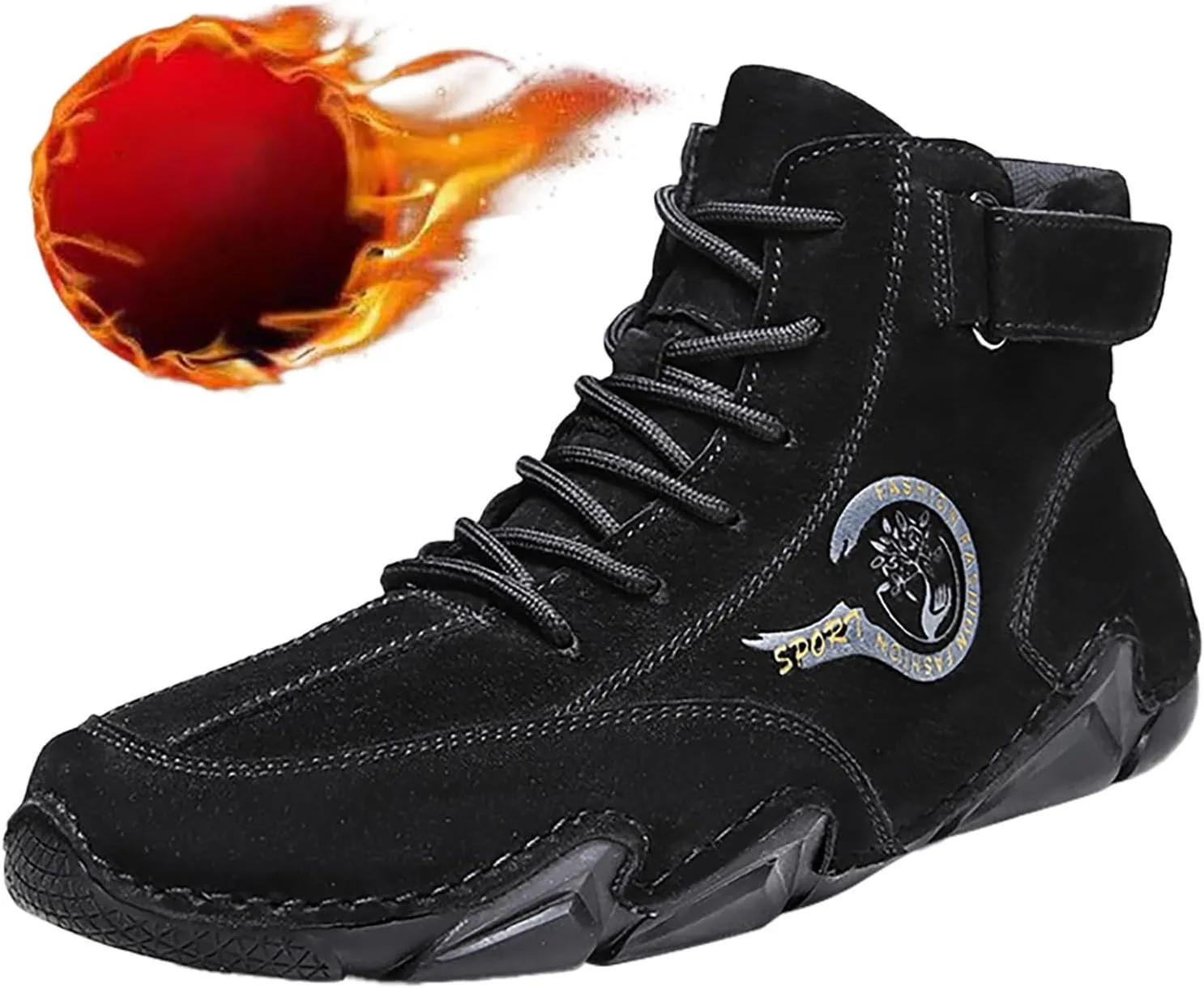 New Winter Men's Padded Leather Korean High Top Hook Loop Short Boots Sport Shoes Chaos Sneaker Men