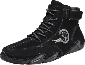 New Winter Men's Padded Leather Korean High Top Hook Loop Short Boots Sport Shoes Chaos Sneaker Men