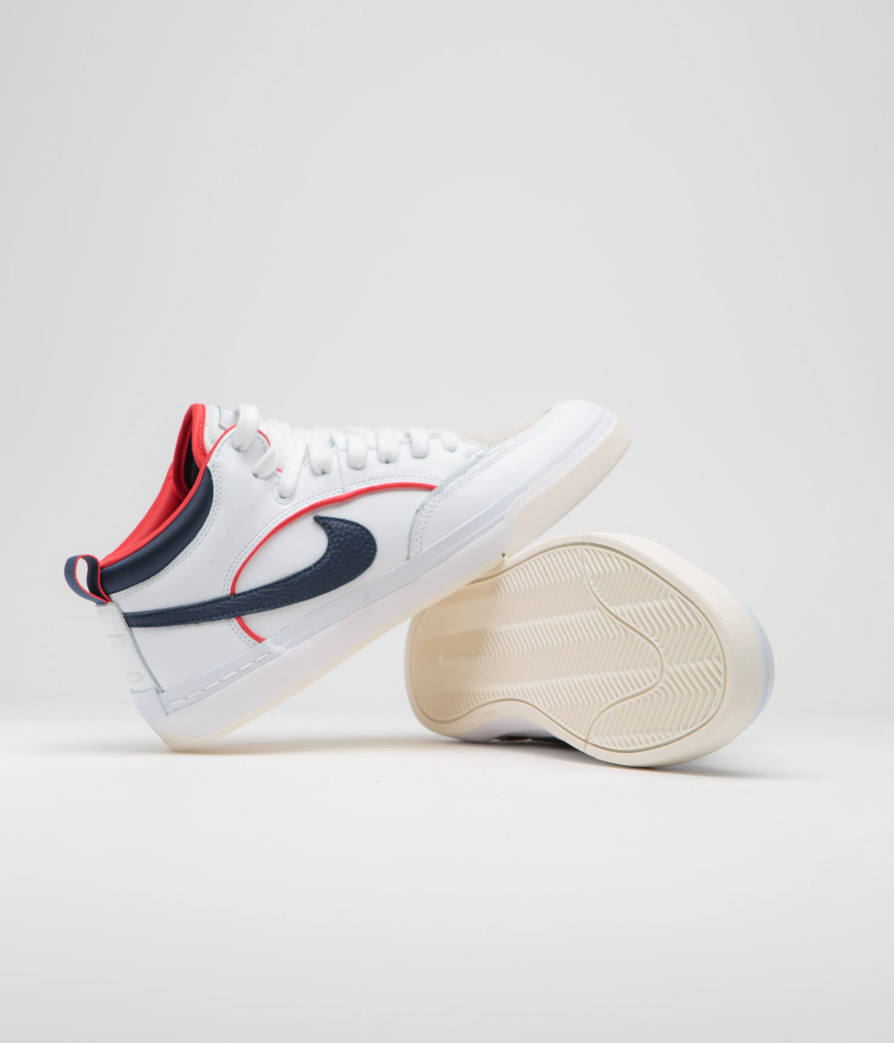 Nike SB React Leo Premium Shoes - White / Midnight Navy - University Red - White