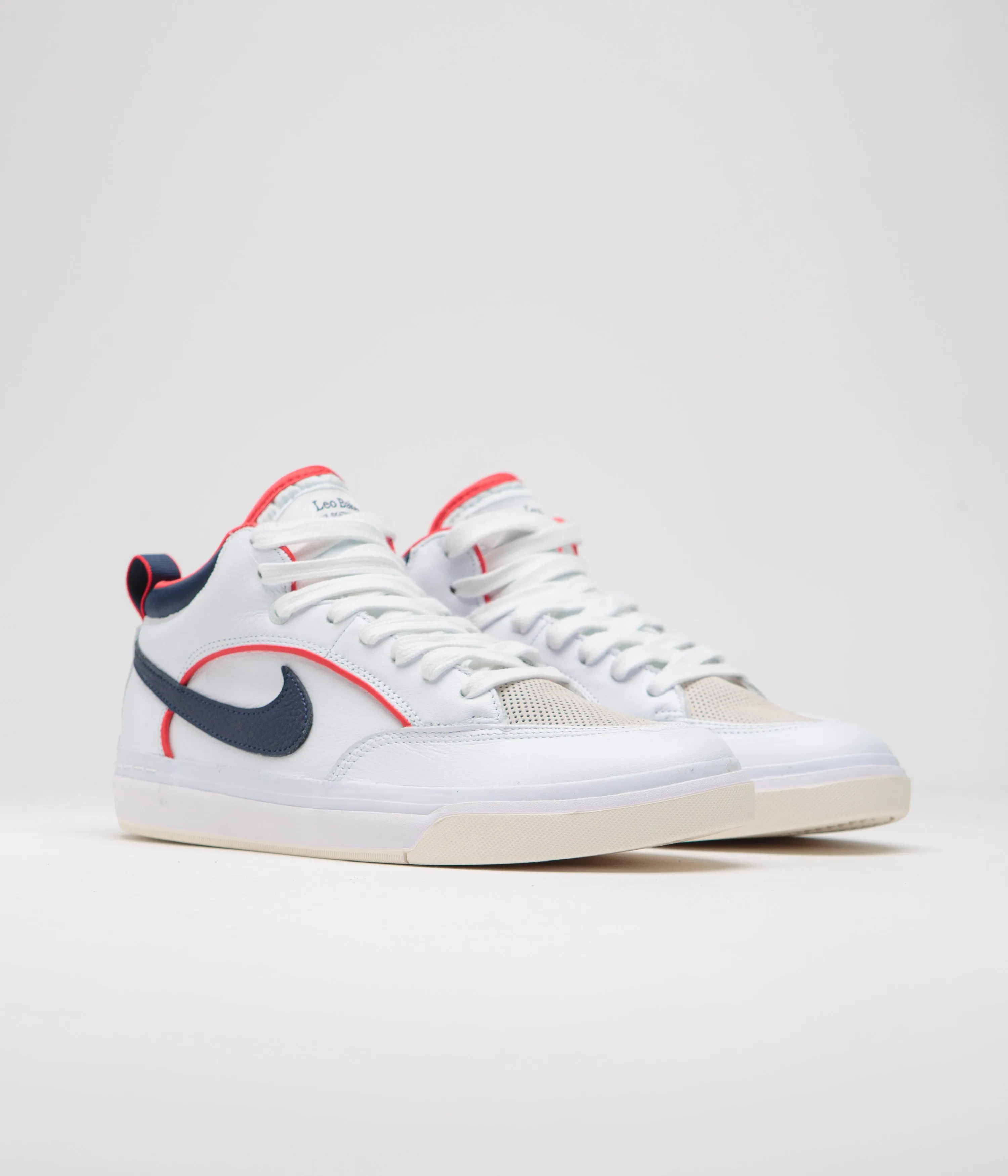 Nike SB React Leo Premium Shoes - White / Midnight Navy - University Red - White