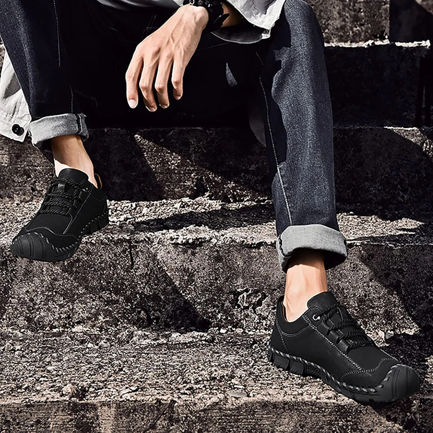 Non Slip Work Sport Shoes for Men Lace Up Lightweight Breathable Fashion Sneaker Lightweight Work Shoes for Men